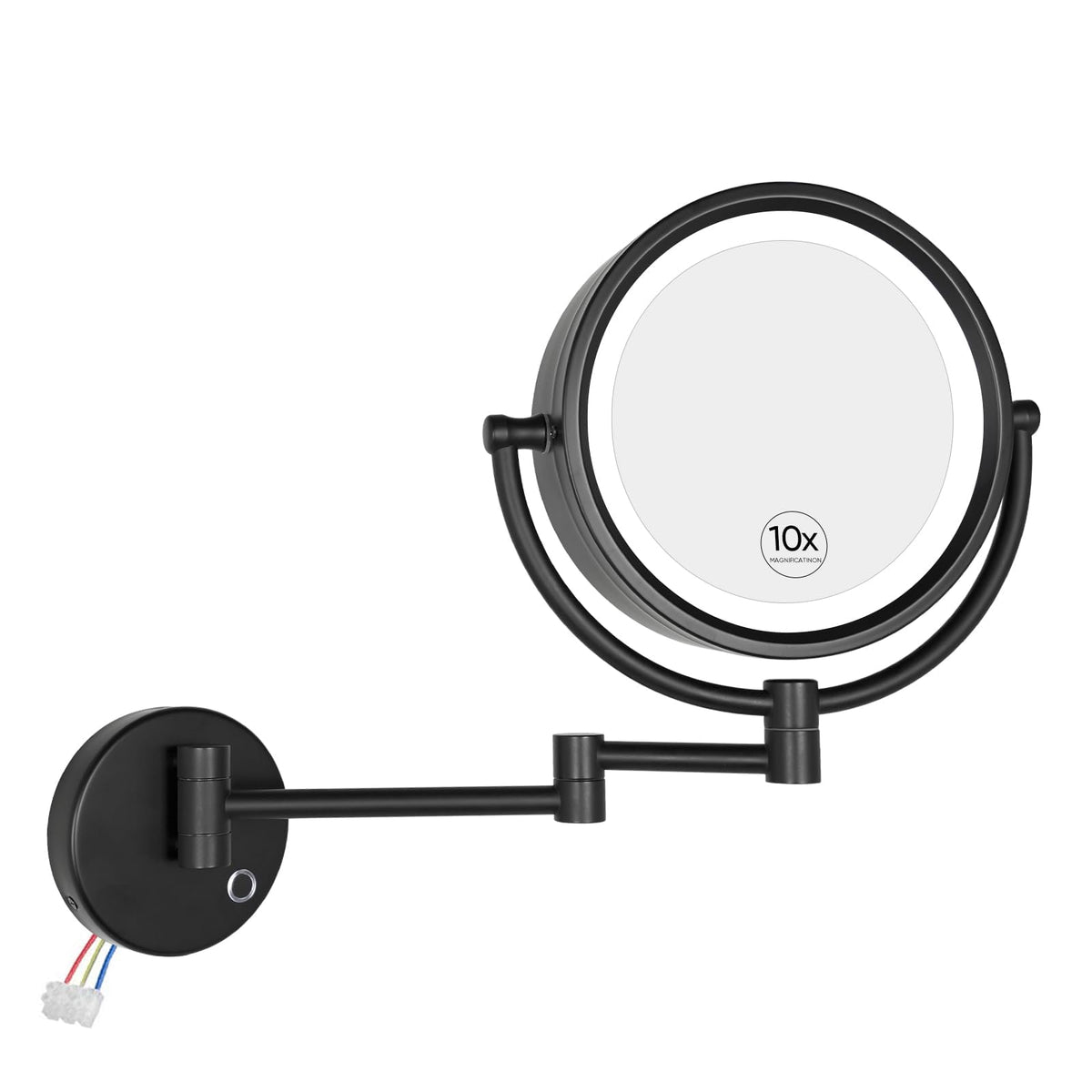 GURUN Hardwired LED Makeup Mirror Wall Mount Extendable Touch Chrome 10x