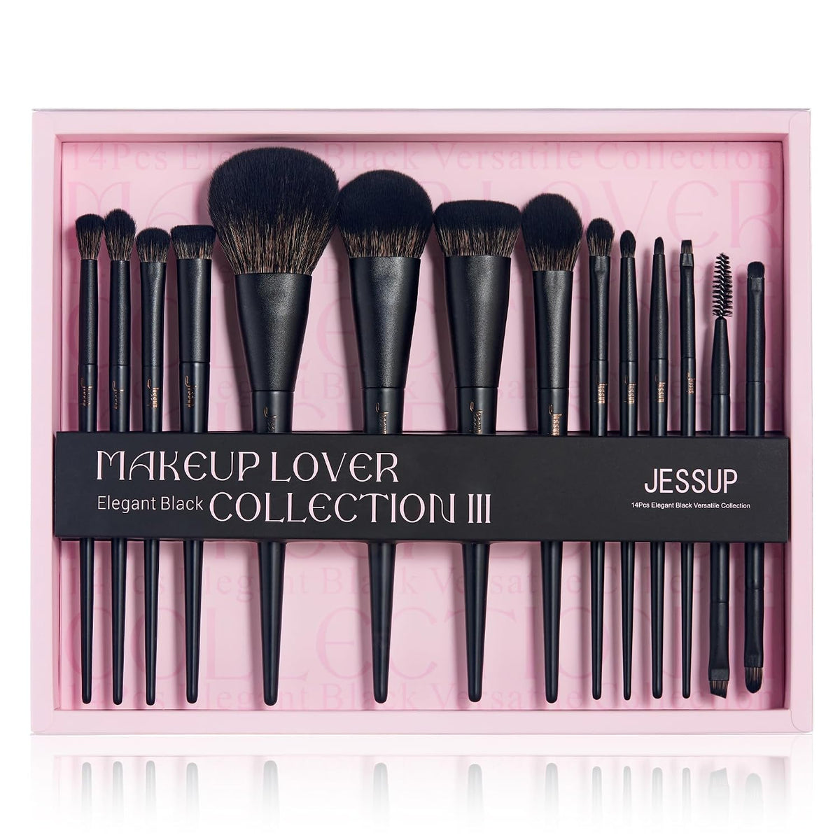 Jessup Makeup Brushes 14Pcs Makeup Brush Set Premium Synthetic Powder Foundation Contour Blush Concealer Eye Shadow Blending Liner Make Up Brush Kit Light Grey T329