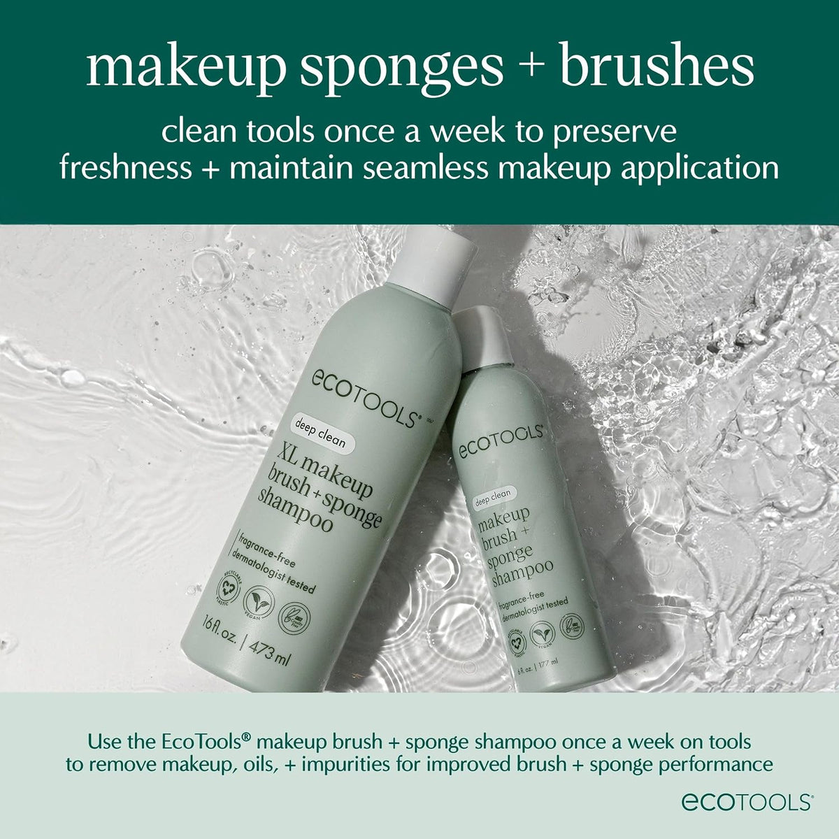 EcoTools Brush Cleaner Mat + Deep Clean Shampoo Bundle, 2 Piece Set | Clean tools fast, makeup brush cleaning mat for brushes and sponges, silicone brush cleaner, plant-based shampoo