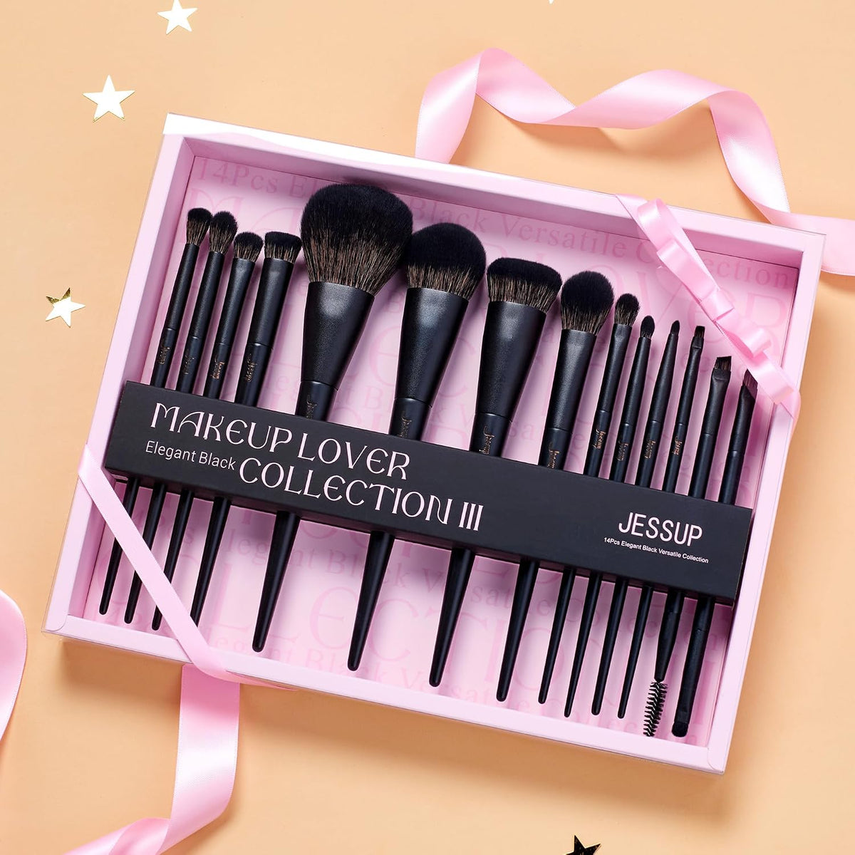 Jessup Makeup Brushes 14Pcs Makeup Brush Set Premium Synthetic Powder Foundation Contour Blush Concealer Eye Shadow Blending Liner Make Up Brush Kit Light Grey T329
