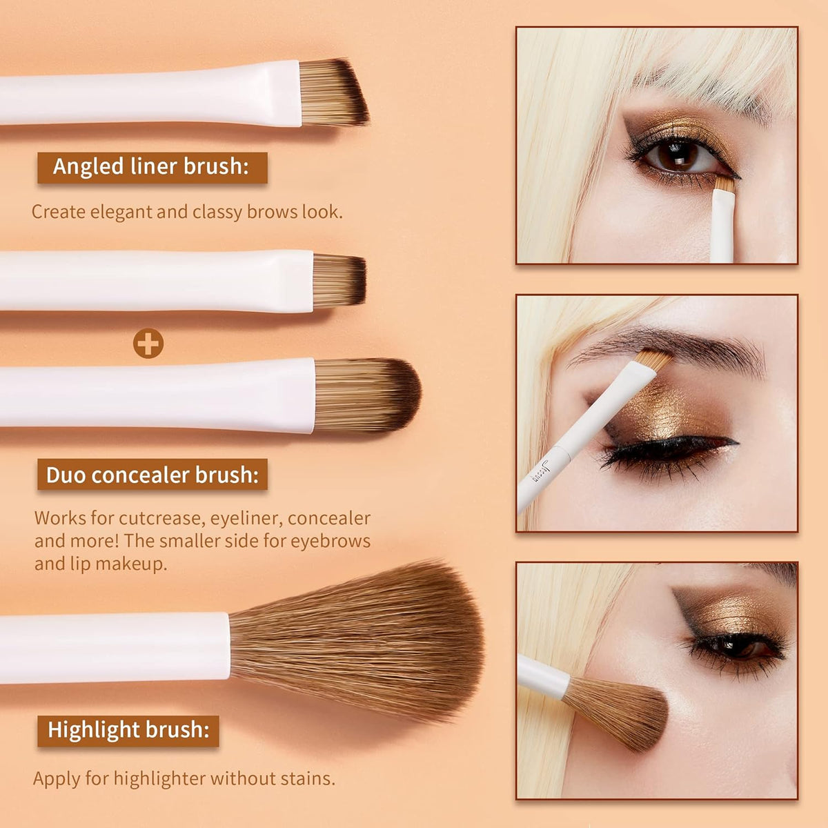 Jessup Makeup Brushes 14Pcs Makeup Brush Set Premium Synthetic Powder Foundation Contour Blush Concealer Eye Shadow Blending Liner Make Up Brush Kit Light Grey T329