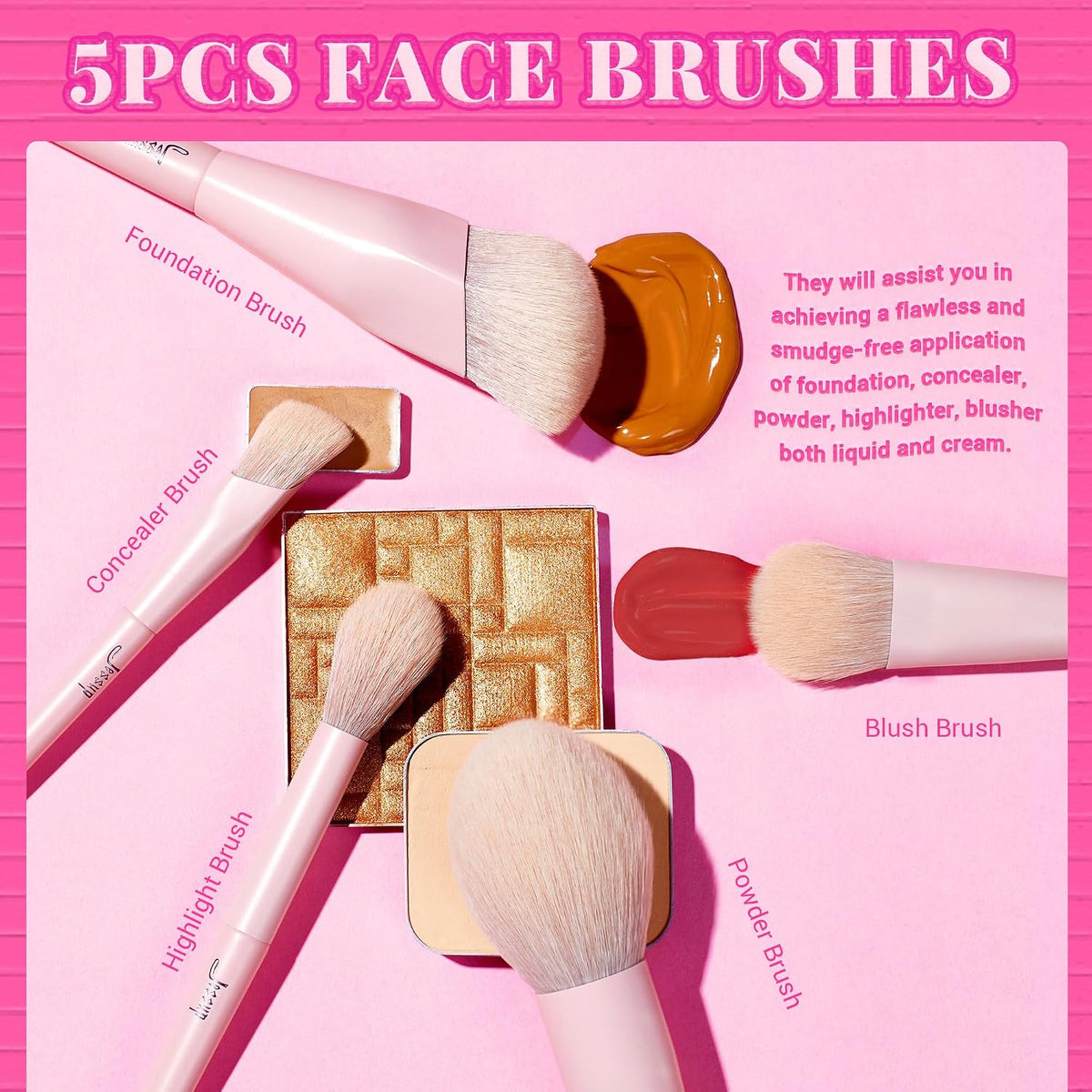 Jessup Makeup Brushes 14Pcs Makeup Brush Set Premium Synthetic Powder Foundation Contour Blush Concealer Eye Shadow Blending Liner Make Up Brush Kit Light Grey T329