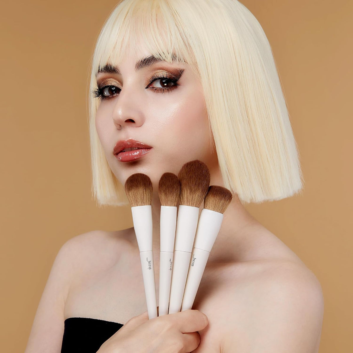 Jessup Makeup Brushes 14Pcs Makeup Brush Set Premium Synthetic Powder Foundation Contour Blush Concealer Eye Shadow Blending Liner Make Up Brush Kit Light Grey T329