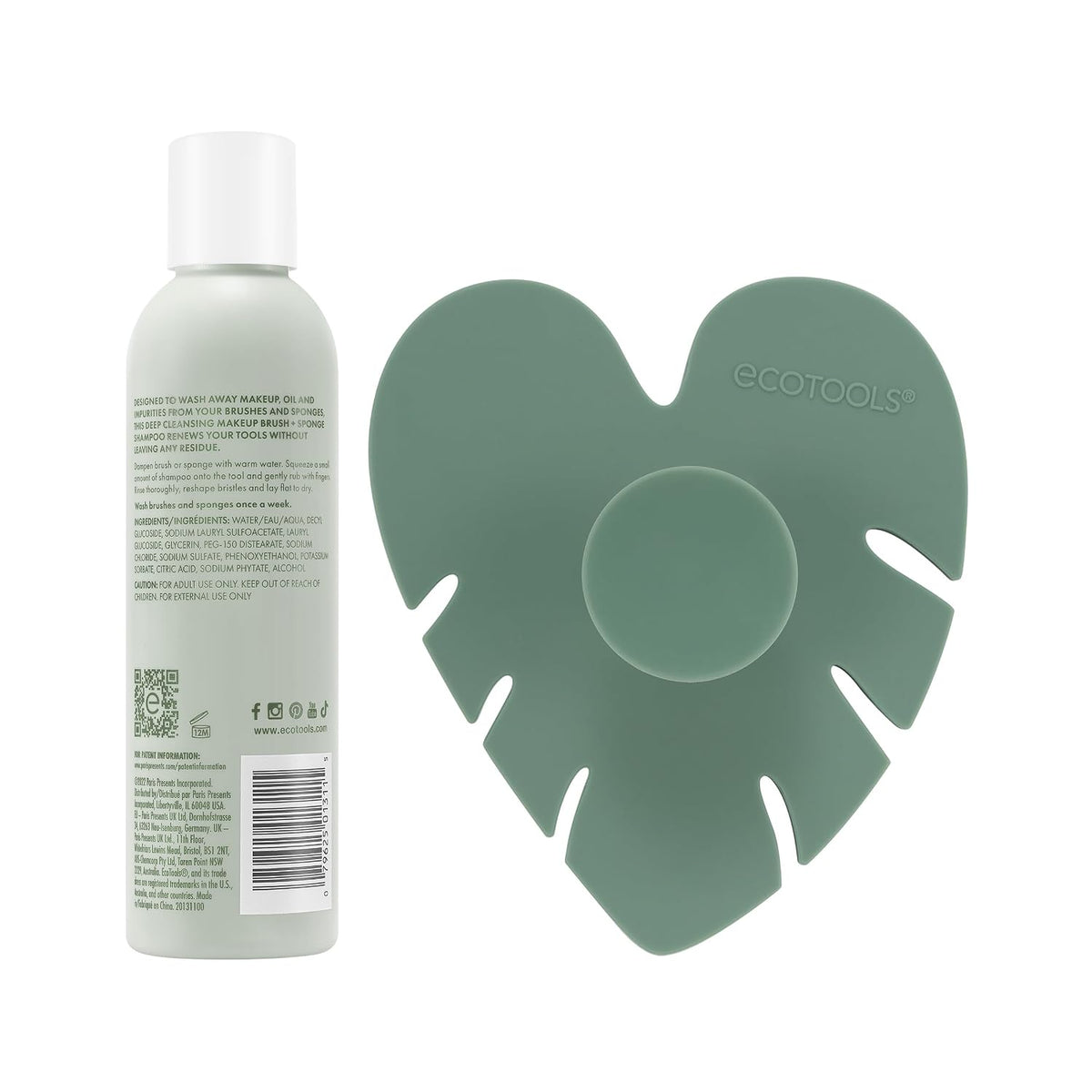 EcoTools Brush Cleaner Mat + Deep Clean Shampoo Bundle, 2 Piece Set | Clean tools fast, makeup brush cleaning mat for brushes and sponges, silicone brush cleaner, plant-based shampoo