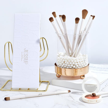 Jessup Makeup Brushes 14Pcs Makeup Brush Set Premium Synthetic Powder Foundation Contour Blush Concealer Eye Shadow Blending Liner Make Up Brush Kit Light Grey T329
