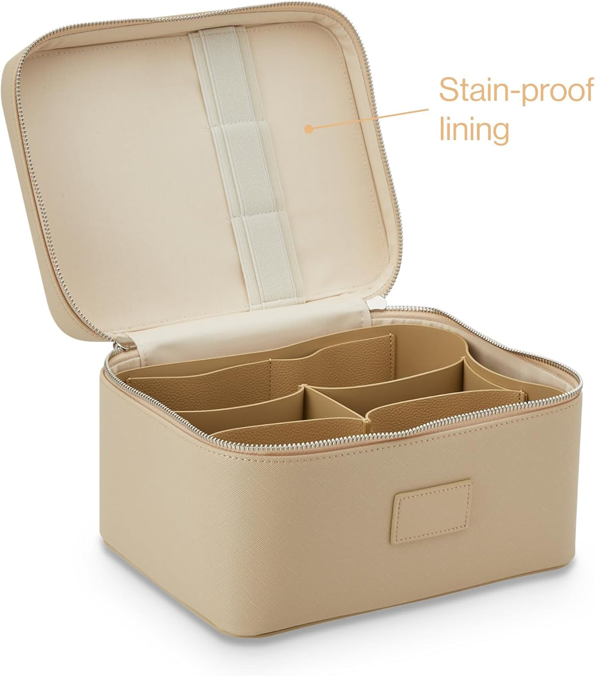 ETOILE Vanity Case Beige, Stylish Travel Makeup Bag Organizer with Dividers