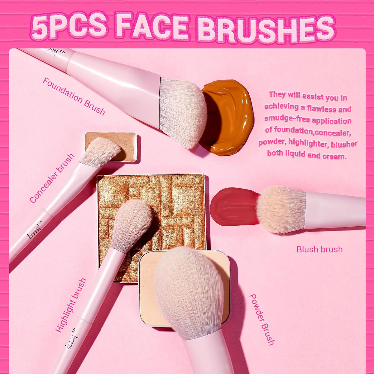 Jessup Makeup Brushes 14Pcs Makeup Brush Set Premium Synthetic Powder Foundation Contour Blush Concealer Eye Shadow Blending Liner Make Up Brush Kit Light Grey T329