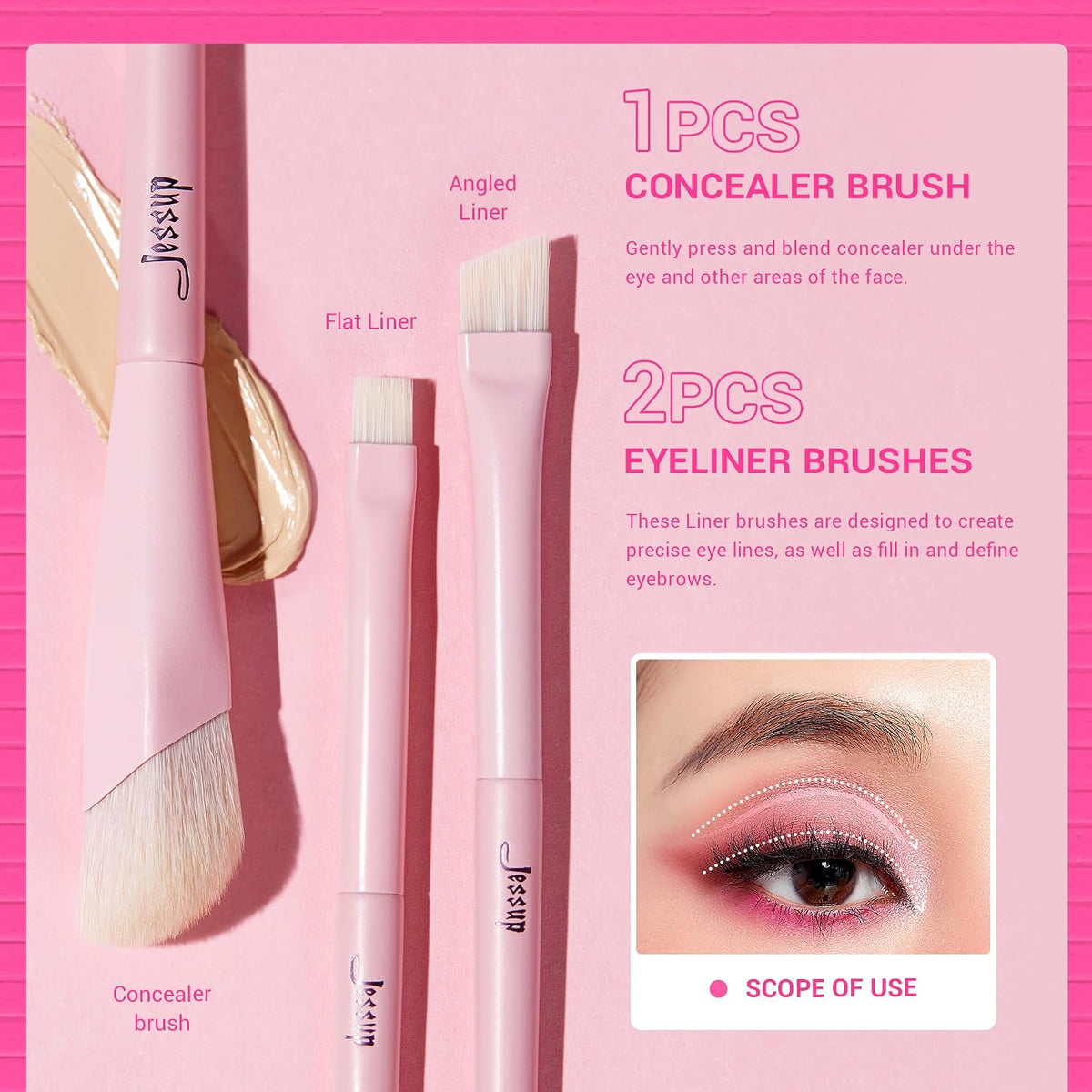 Jessup Makeup Brushes 14Pcs Makeup Brush Set Premium Synthetic Powder Foundation Contour Blush Concealer Eye Shadow Blending Liner Make Up Brush Kit Light Grey T329