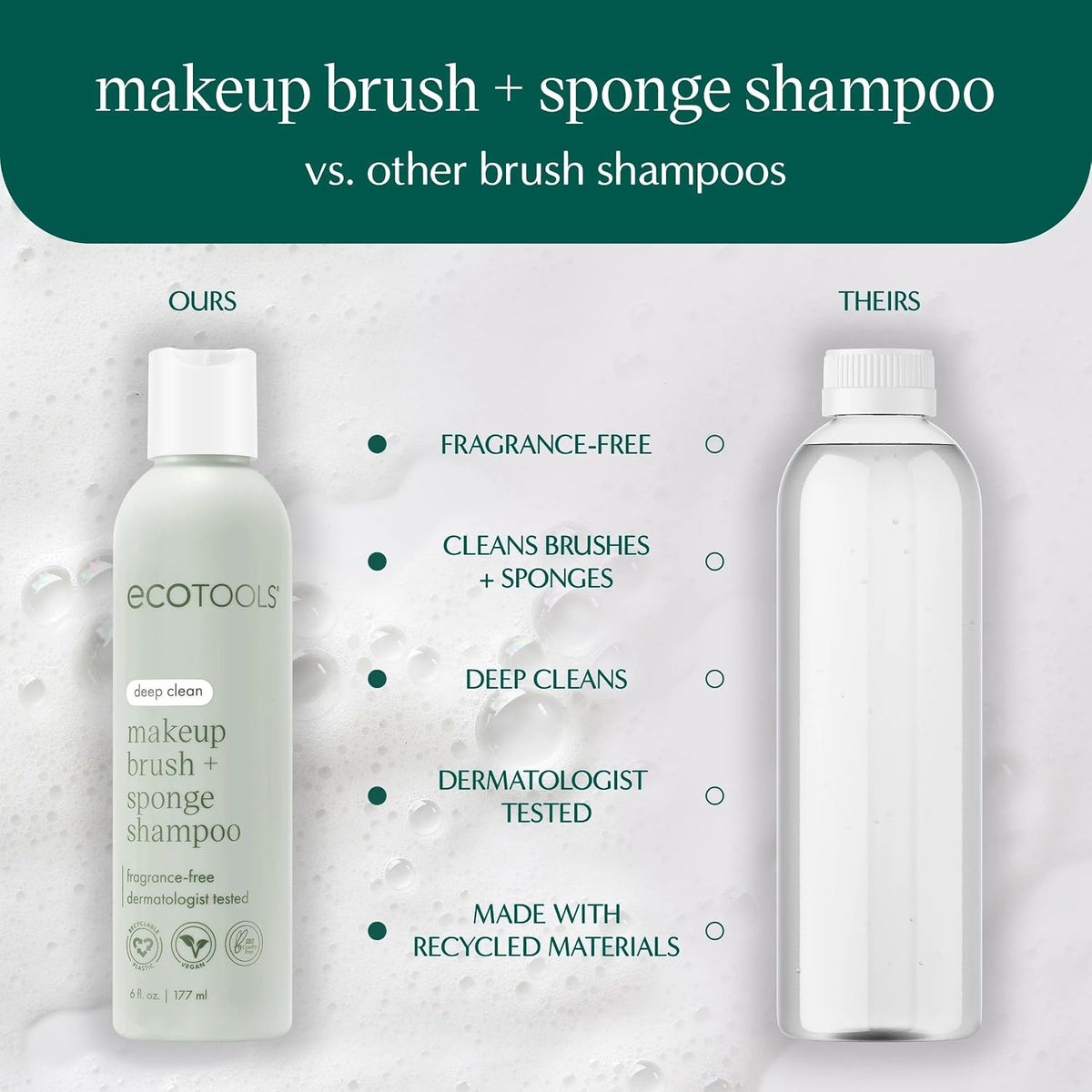 EcoTools Brush Cleaner Mat + Deep Clean Shampoo Bundle, 2 Piece Set | Clean tools fast, makeup brush cleaning mat for brushes and sponges, silicone brush cleaner, plant-based shampoo