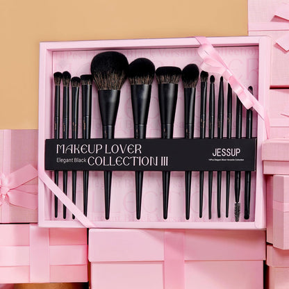 Jessup Makeup Brushes 14Pcs Makeup Brush Set Premium Synthetic Powder Foundation Contour Blush Concealer Eye Shadow Blending Liner Make Up Brush Kit Light Grey T329