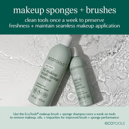 EcoTools Brush Cleaner Mat + Deep Clean Shampoo Bundle, 2 Piece Set | Clean tools fast, makeup brush cleaning mat for brushes and sponges, silicone brush cleaner, plant-based shampoo