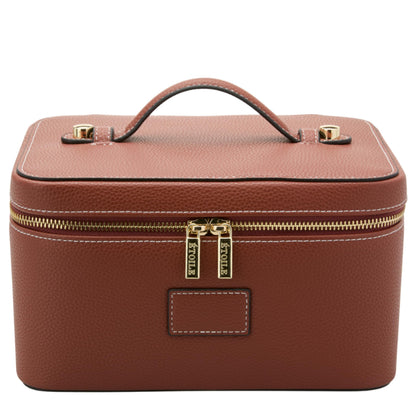 ETOILE Vanity Case Beige, Stylish Travel Makeup Bag Organizer with Dividers