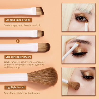 Jessup Makeup Brushes 14Pcs Makeup Brush Set Premium Synthetic Powder Foundation Contour Blush Concealer Eye Shadow Blending Liner Make Up Brush Kit Light Grey T329