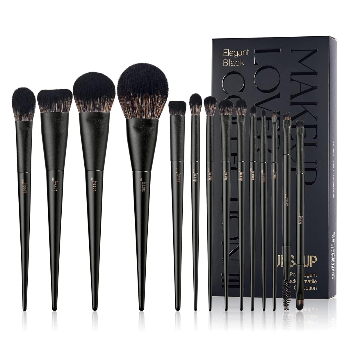 Jessup Makeup Brushes 14Pcs Makeup Brush Set Premium Synthetic Powder Foundation Contour Blush Concealer Eye Shadow Blending Liner Make Up Brush Kit Light Grey T329