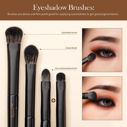 Jessup Makeup Brushes 14Pcs Makeup Brush Set Premium Synthetic Powder Foundation Contour Blush Concealer Eye Shadow Blending Liner Make Up Brush Kit Light Grey T329