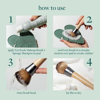 EcoTools Brush Cleaner Mat + Deep Clean Shampoo Bundle, 2 Piece Set | Clean tools fast, makeup brush cleaning mat for brushes and sponges, silicone brush cleaner, plant-based shampoo