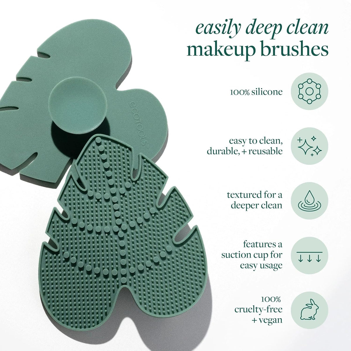 EcoTools Brush Cleaner Mat + Deep Clean Shampoo Bundle, 2 Piece Set | Clean tools fast, makeup brush cleaning mat for brushes and sponges, silicone brush cleaner, plant-based shampoo