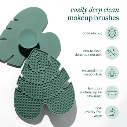 EcoTools Brush Cleaner Mat + Deep Clean Shampoo Bundle, 2 Piece Set | Clean tools fast, makeup brush cleaning mat for brushes and sponges, silicone brush cleaner, plant-based shampoo