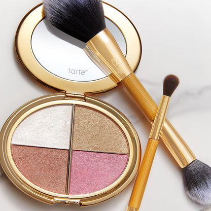 tarte glow wardrobe highlighting eye & cheek palette – Highlighter, Blush, Bronze & Eyeshadow All-in-One Face & Eye Viral Makeup for Everday Radiant Blendable Glow, Vegan & Cruelty Free, full size